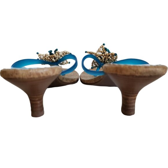 COCONUTS by MATISSE Colorful Beaded Flower Thong Sandals with Kittie Heel - Picture 6 of 11